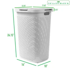 Mind Reader 60L Hamper Laundry Basket with Cutout Handles