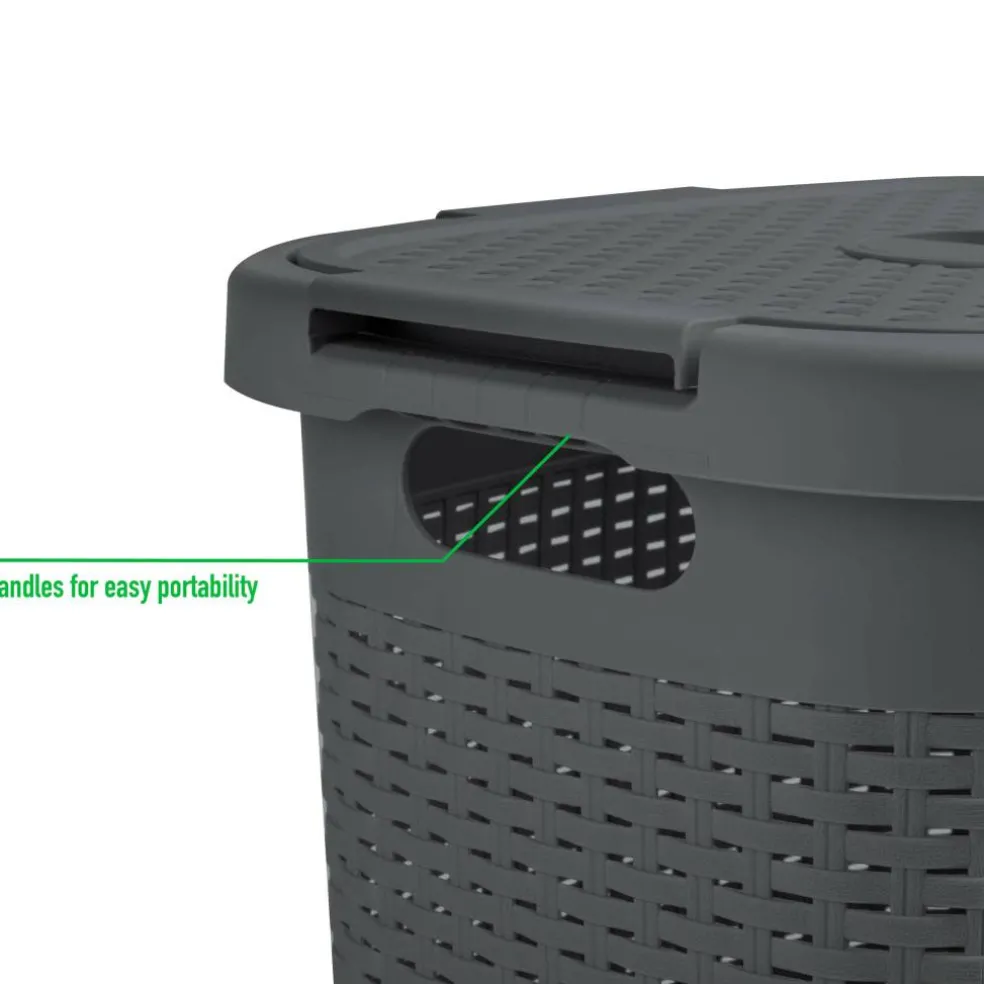 Mind Reader 60L Hamper Laundry Basket with Cutout Handles