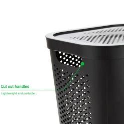 Mind Reader 60L Perforated Plastic Laundry Hamper with Lid