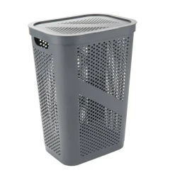 Mind Reader 60L Perforated Plastic Laundry Hamper with Lid