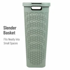 Mind Reader 40L Slim Plastic Wicker Laundry Hamper