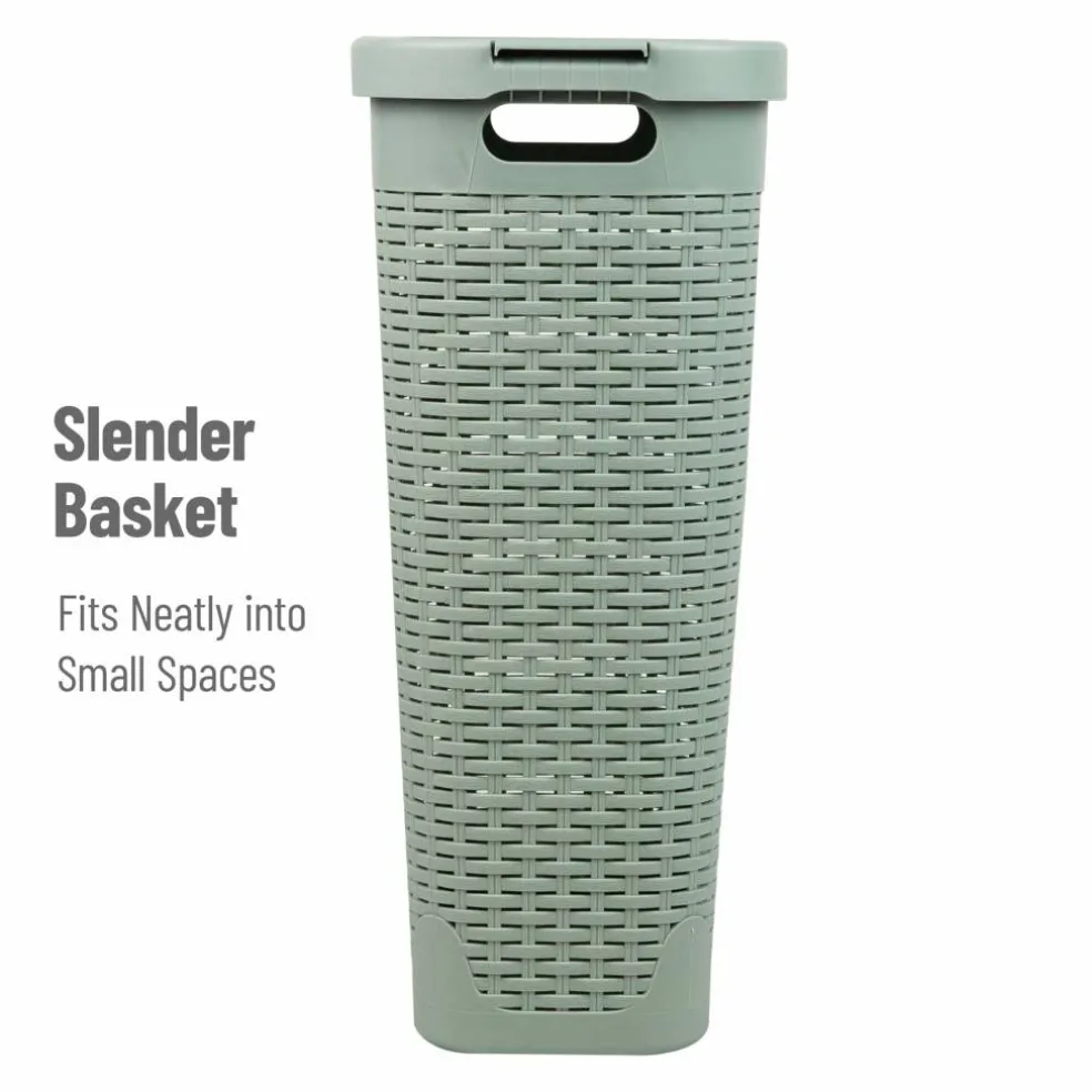 Mind Reader 40L Slim Plastic Wicker Laundry Hamper