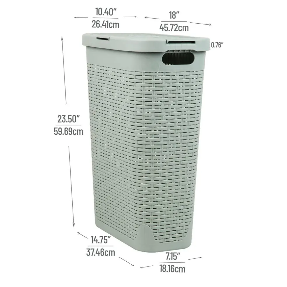 Mind Reader 40L Slim Plastic Wicker Laundry Hamper