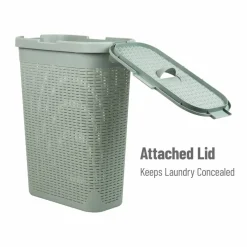 Mind Reader 40L Slim Plastic Wicker Laundry Hamper