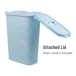 Mind Reader 40L Slim Plastic Wicker Laundry Hamper