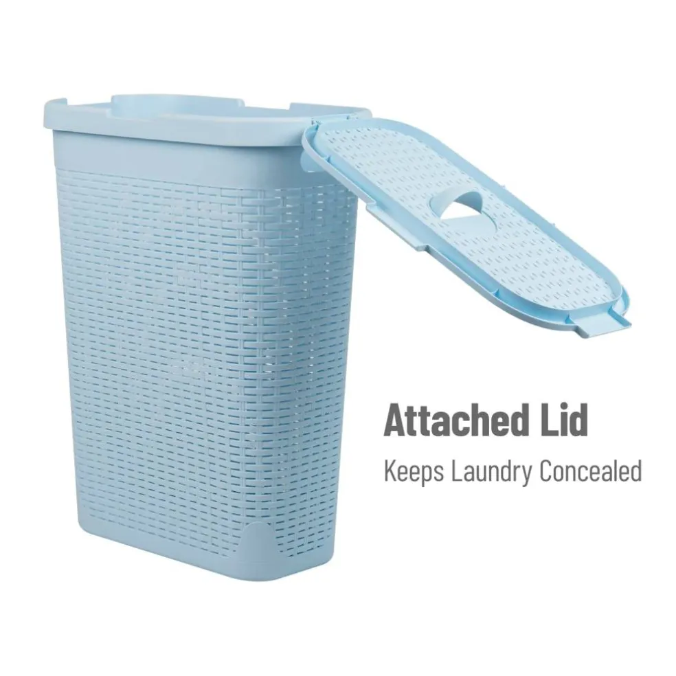 Mind Reader 40L Slim Plastic Wicker Laundry Hamper