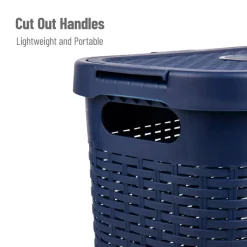 Mind Reader 40L Ventilated Slim Laundry Hamper with Cut Out Handles & Attached Hinged Lid, 2ct.