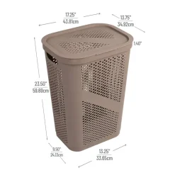 Mind Reader 60L Ventilated Slim Laundry Hamper with Cut Out Handles & Hinged Lid, 2ct.