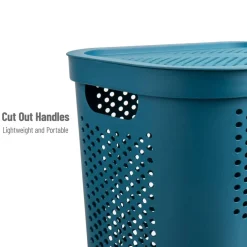 Mind Reader 60L Ventilated Slim Laundry Hamper with Cut Out Handles & Hinged Lid, 2ct.