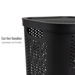 Mind Reader 60L Ventilated Slim Laundry Hamper with Cut Out Handles & Hinged Lid, 2ct.