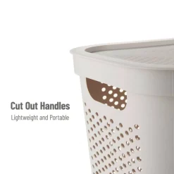 Mind Reader 60L Ventilated Slim Laundry Hamper with Cut Out Handles & Hinged Lid, 2ct.