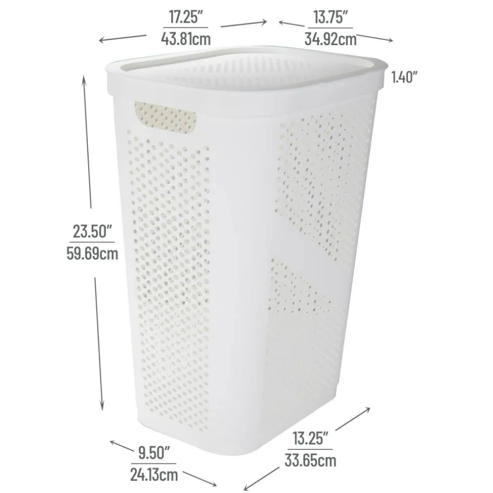 Mind Reader 60L Ventilated Slim Laundry Hamper with Cut Out Handles & Hinged Lid, 2ct.