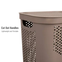 Mind Reader 60L Ventilated Slim Laundry Hamper with Cut Out Handles & Hinged Lid, 2ct.
