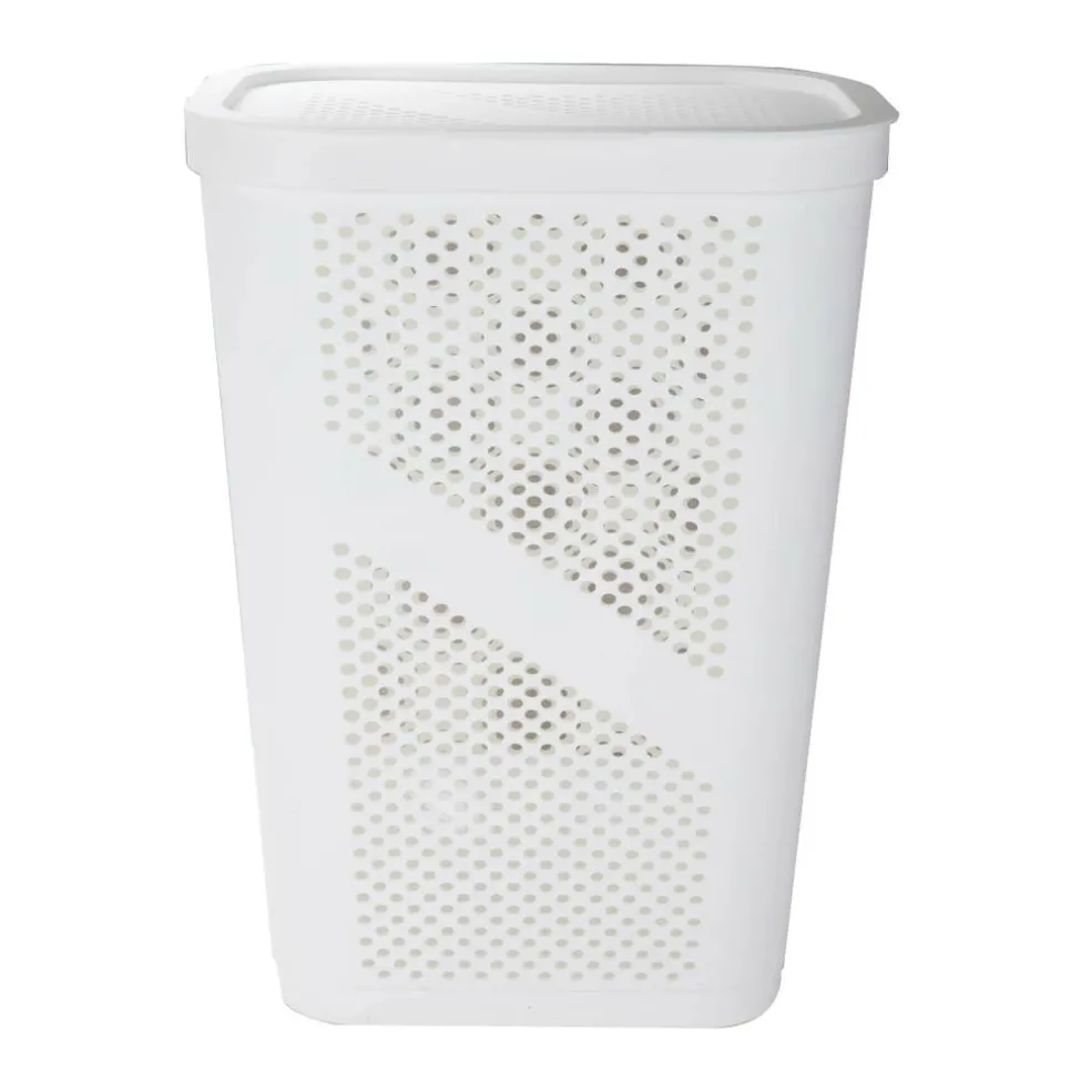 Mind Reader 60L Ventilated Slim Laundry Hamper with Cut Out Handles & Hinged Lid, 2ct.
