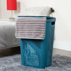 Mind Reader 60L Ventilated Slim Laundry Hamper with Cut Out Handles & Hinged Lid, 2ct.