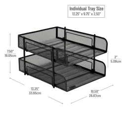 Mind Reader Network Collection Black Metal Mesh 2-Tier Letter Size Paper Trays, 2ct.