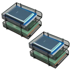 Mind Reader Network Collection Black Metal Mesh 2-Tier Letter Size Paper Trays, 2ct.