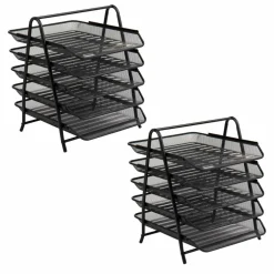 Mind Reader Network Collection Black Metal Mesh 5-Tier Paper Trays, 2ct.