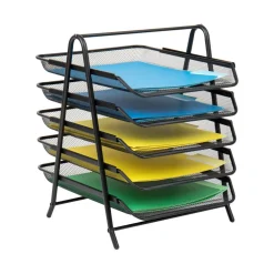 Mind Reader Network Collection Mesh Black 5-Tier Paper & File Desktop Organizer with File Folders
