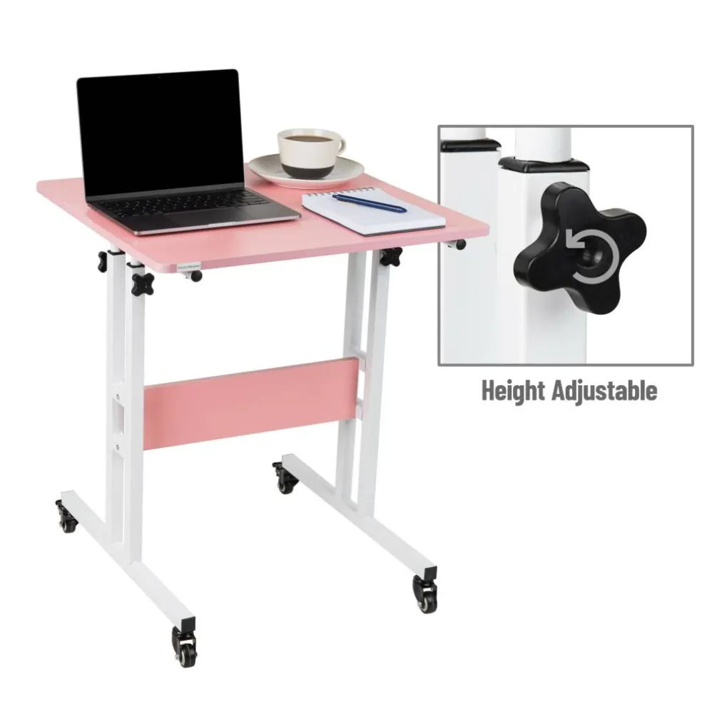 Mind Reader Portable Standing Adjustable Height Rolling Computer Desk