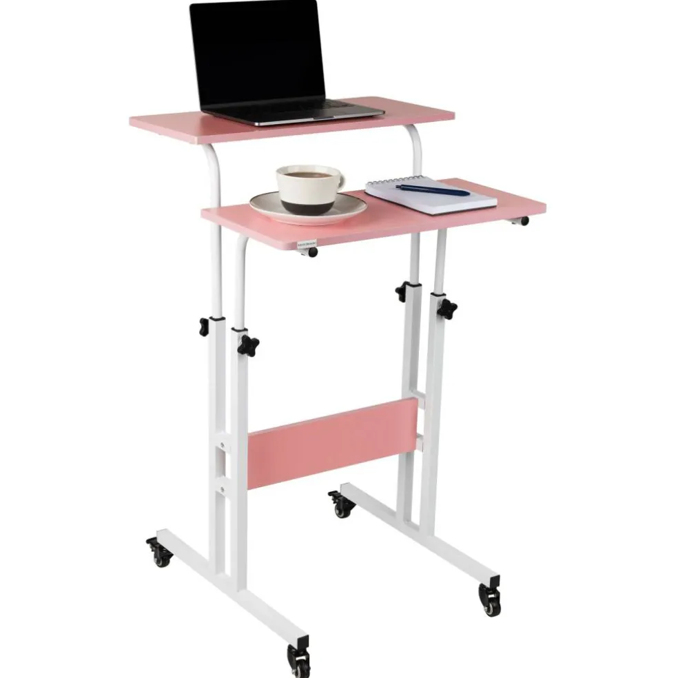 Mind Reader Portable Standing Adjustable Height Rolling Computer Desk