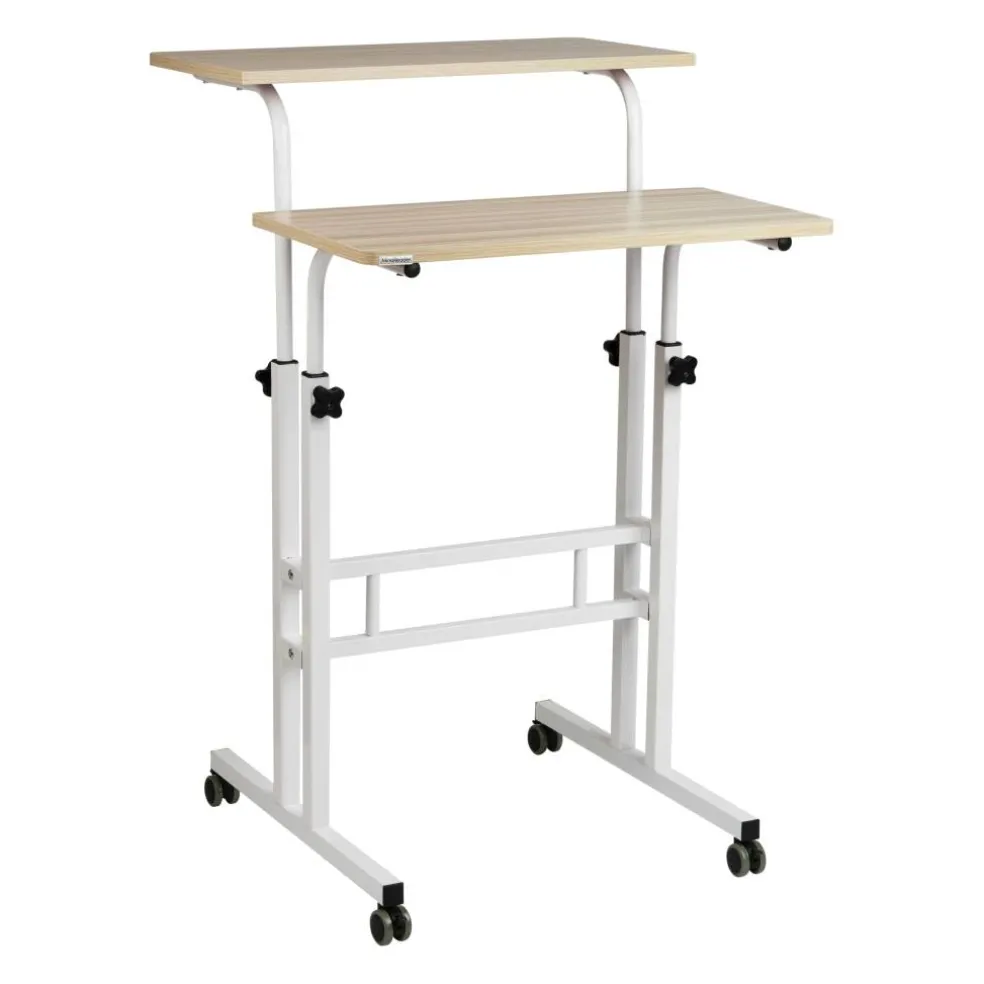 Mind Reader Woodland Collection White Adjustable Mobile Sit & Stand Laptop Desk