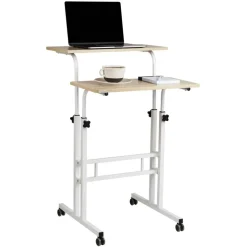 Mind Reader Woodland Collection White Adjustable Mobile Sit & Stand Laptop Desk