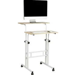 Mind Reader Woodland Collection White Adjustable Mobile Sit & Stand Laptop Desk