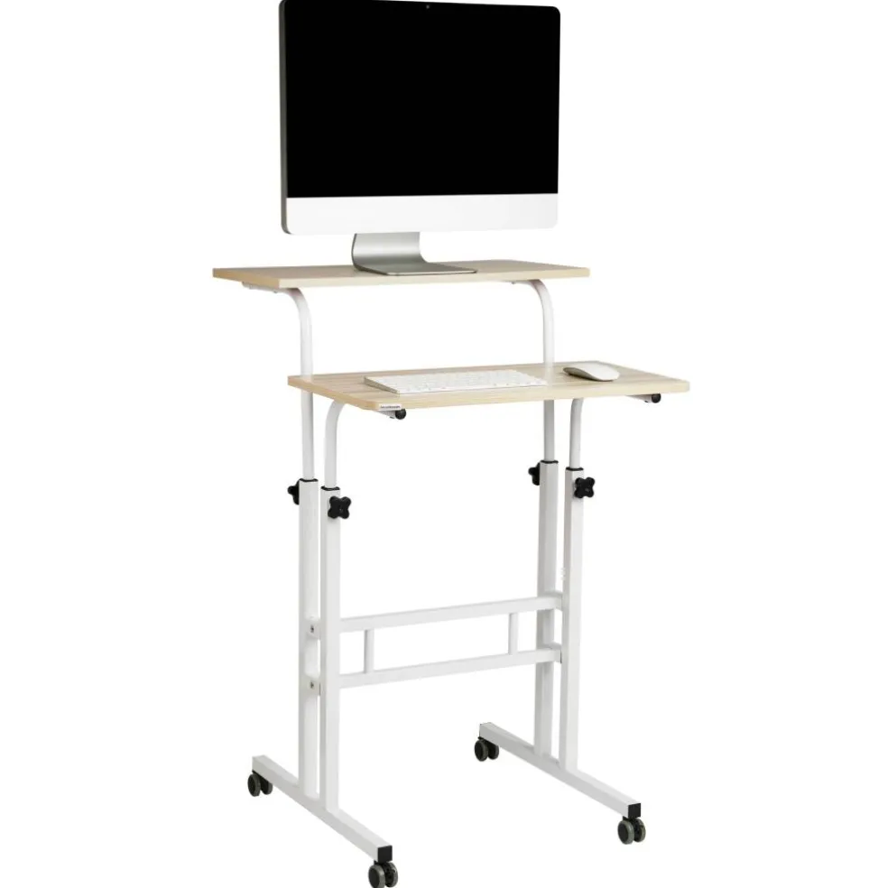 Mind Reader Woodland Collection White Adjustable Mobile Sit & Stand Laptop Desk