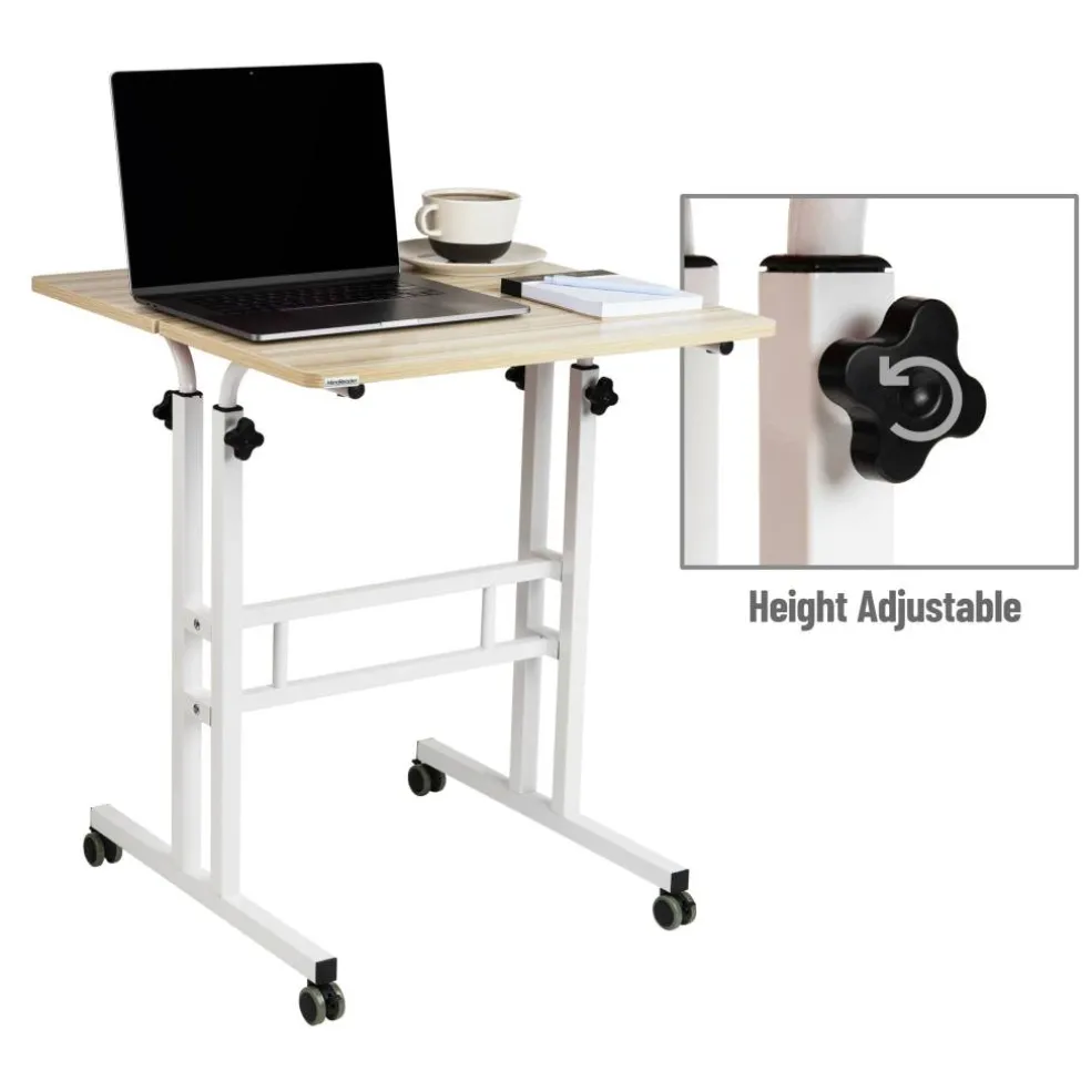 Mind Reader Woodland Collection White Adjustable Mobile Sit & Stand Laptop Desk
