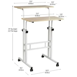 Mind Reader Woodland Collection White Adjustable Mobile Sit & Stand Laptop Desk