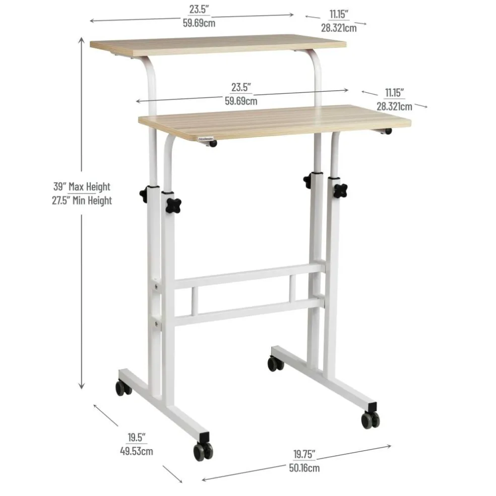 Mind Reader Woodland Collection White Adjustable Mobile Sit & Stand Laptop Desk