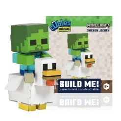 Minecraft Chicken Jockey Mini – Officially Licensed Mini Buildable Paperboard Papercraft Kit, No-Glue No-Scissors 3D Building Activity, Screen-Free STEM Craft for Kids Ages 6+, Made in USA