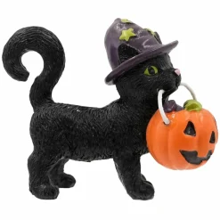 Mini Black Cat with Hat & Jack-o'-Lantern Bucket by Ashland®