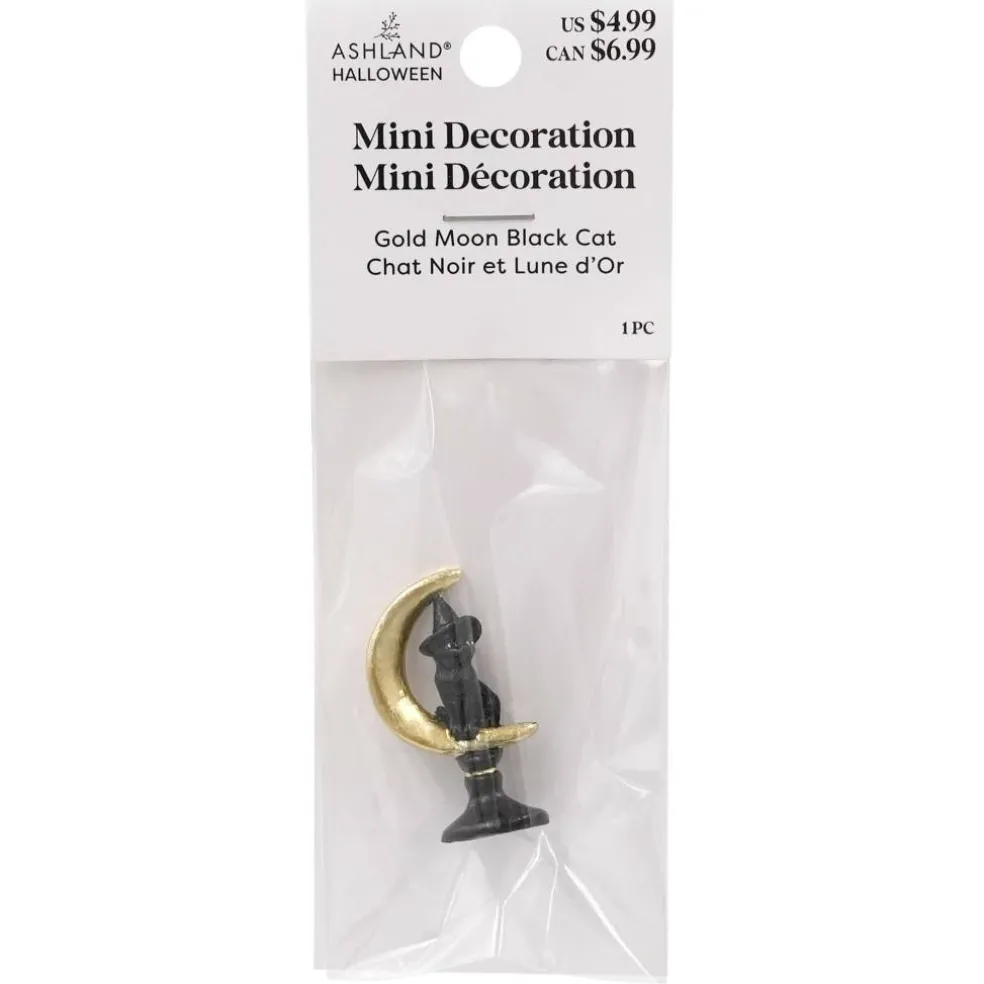 Mini Black Witch Cat in Gold Moon by Ashland®