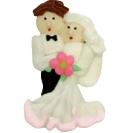 Mini Bride & Groom Royal Icing Decorations 1 Inch 6 Count