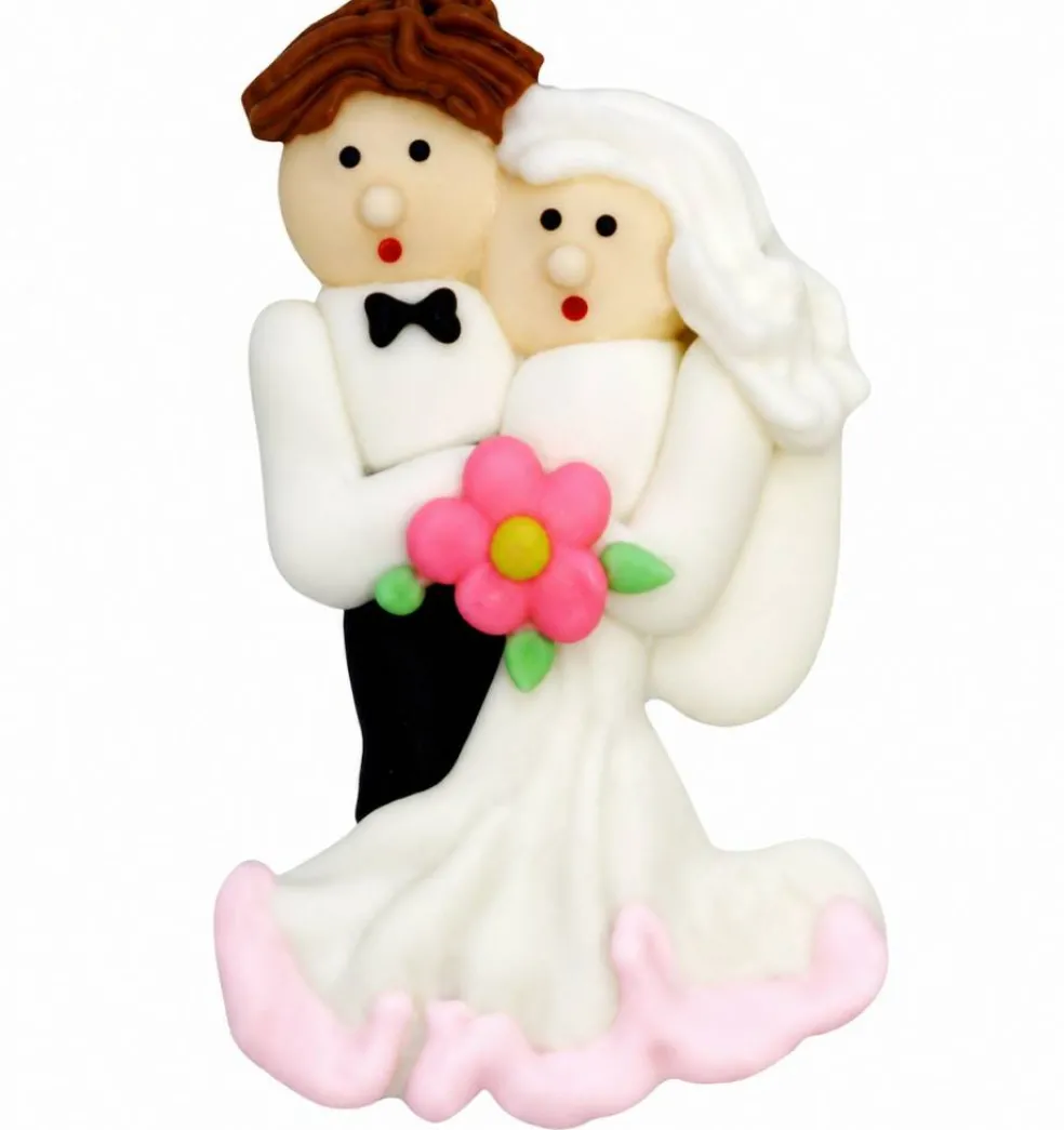 Mini Bride & Groom Royal Icing Decorations 1 Inch 6 Count