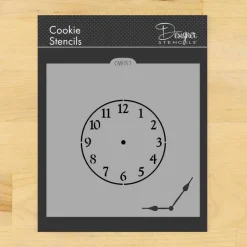Mini Clock with Hands Cookie & Craft Stencil | CM057 by Designer Stencils | Cookie Decorating Tools |