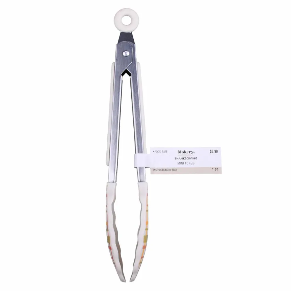 Mini Green & Orange Plaid Tongs by Makery™