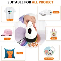 Mini Heat Press, Heat Transfer Machine, Constant Temp Control, Insulated Safety Base, Fits for Crafts, T-Shirt, Hat, Cap, Pillows (White Orange)