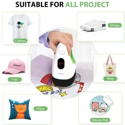 Mini Heat Press, Heat Transfer Machine, Constant Temp Control, Insulated Safety Base, Fits for Crafts, T-Shirt, Hat, Cap, Pillows (White Green)