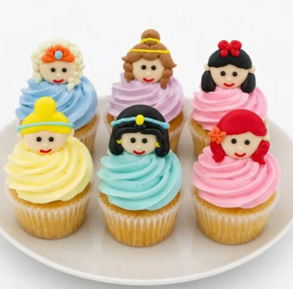 Mini Princess Face Royal Icing Decorations 1 Inch 6 Count