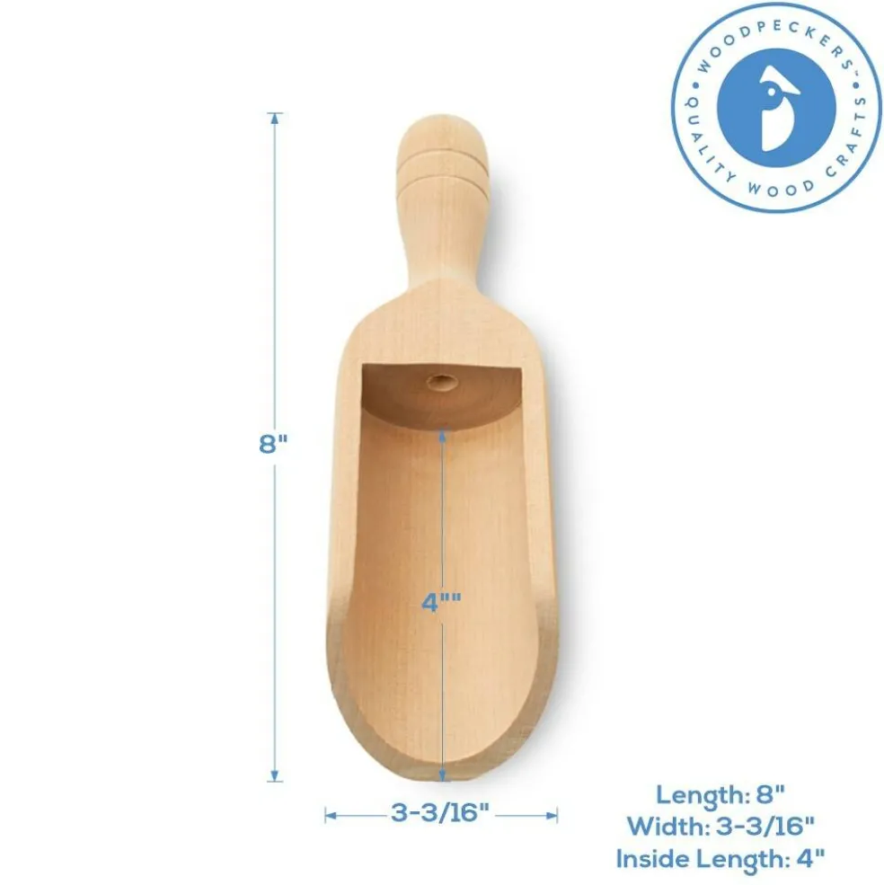 Mini Wooden Scoopers Assorted Sizes, Unfinished, for Bath Salts & Jars | Woodpeckers
