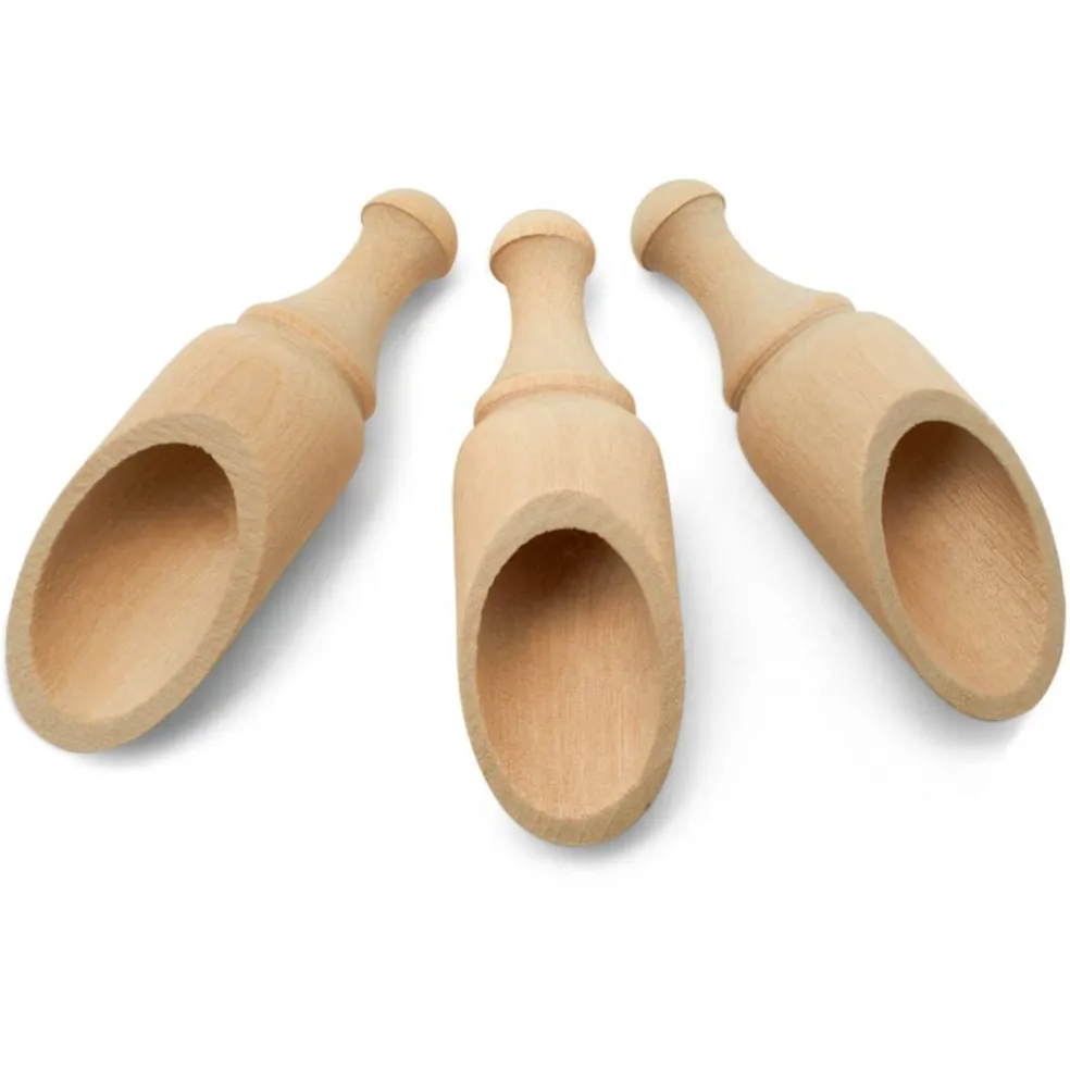 Mini Wooden Scoopers Assorted Sizes, Unfinished, for Bath Salts & Jars | Woodpeckers