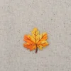Mini Yellow and Orange Autumn Leaf, Embroidered, Iron on Patch