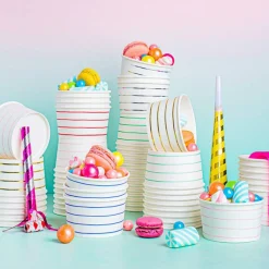 Mint Frenchie Striped Treat Cups - Pack of 16 Paper Treat Cups