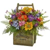 15" Mixed Floral Arrangement in Wood Basket