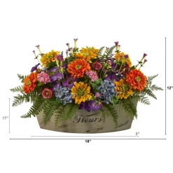12" Mixed Flowers Arrangement in Decorative Vase