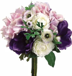 Mixed Purple & White Hydrangea, Ranunculus & Anemone Bouquet