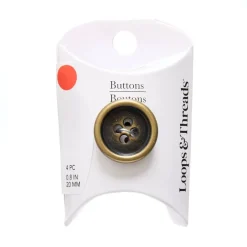 20mm Antique Bronze Round Rimmed Metal Suit Buttons, 4ct. by Loops & Threads®
